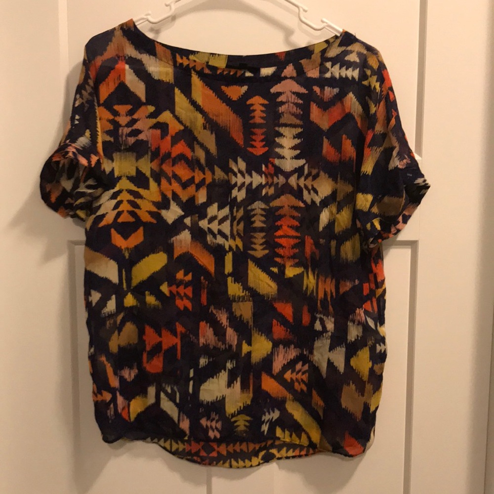 Warehouse Multicolor Sheer Silk Top